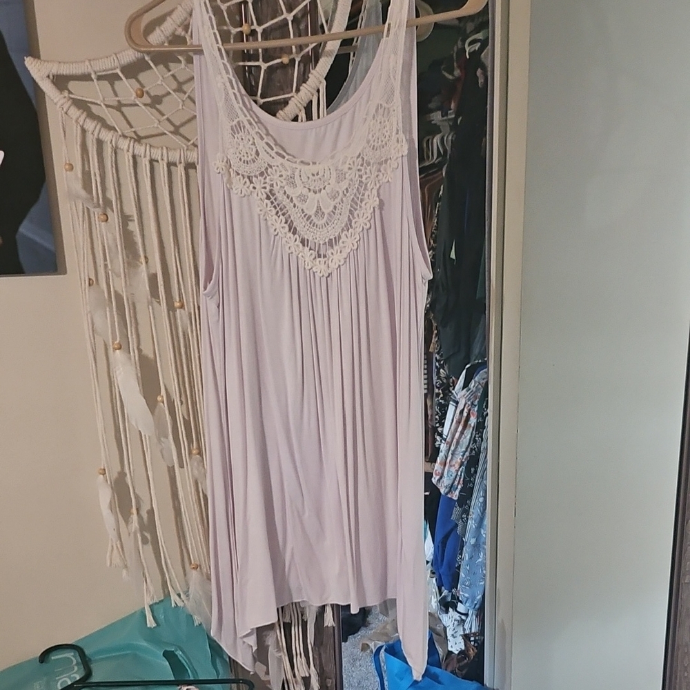 Cream Asymmetrical Embellished Sleeveless Tank Top